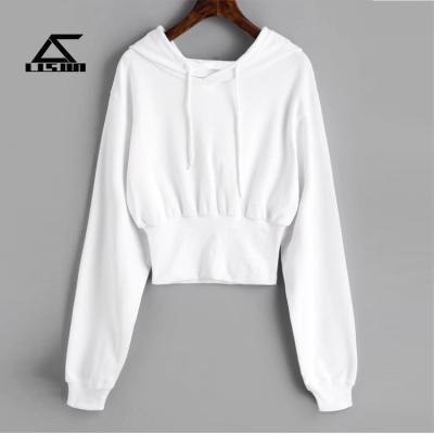 China Anti-pilling 2018 Quick Dry White Fleece Sports Women Crop Top Hoodie for sale