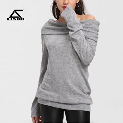 China Anti-wrinkle new design girl's casual loose sleeve long off the shoulder knitwear sweater ladies tops women sweater for sale