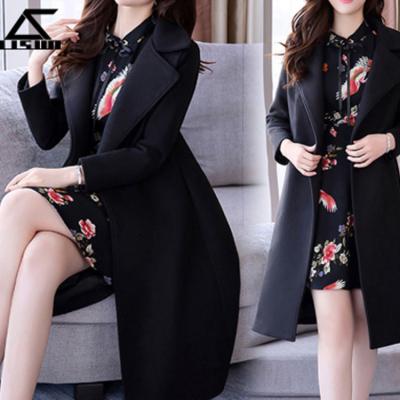 China 2018 Winter Women's Sexy Mid-thigh Woolen Coat Fitted Anti-shrink Fashion for sale