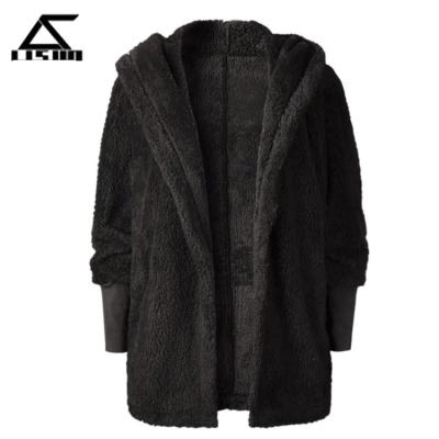 China OEM Anti-Shrink Front Furry Coat Open Oversized Hooded Casual Daily for sale