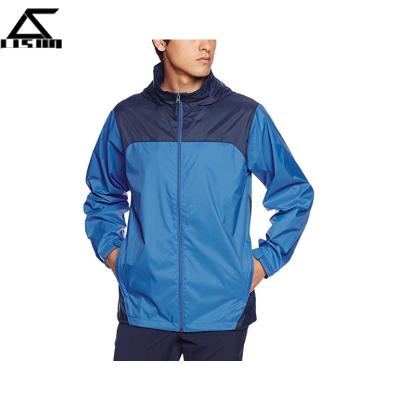 China Sustainable Mens Front-Zip Rain Jacket Mens Anorak Jacket With Hideaway Hood for sale