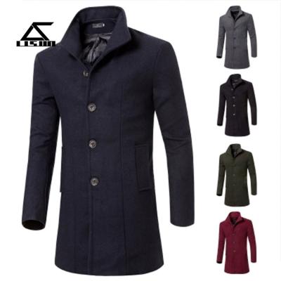 China Fashion Anti-Shrinkage Mens Wide Lapel High Quality Woolen Trench Coat Long for sale