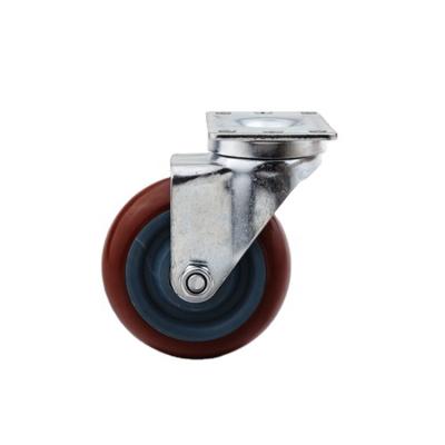 China Three Size Heavy Duty Industrial Vertical Swivel Caster Shapely FHJ-302 / 402 / 502 With Purplish Red Wheel for sale