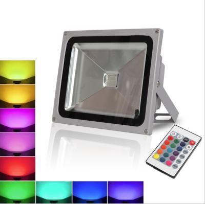 China Outdoor Multi Color Changing Led Floodlights With Cable And Plug Remote Control RGB Led Flood Light 100w for sale