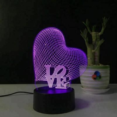 China Modern Valentine Gift 3D Lamp Lover Touch Switch Romantic Led Night Light Room Decoration Light for sale