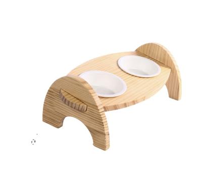 China Ceram Ceramic-protected cervical spine with two non-slip cat bowls for sale