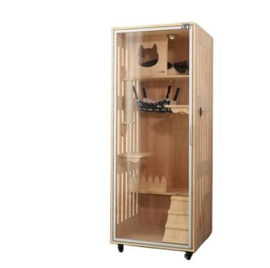 China Cat Villa Manufacturers Cat Cage Cat Cabinet Style Three Package Solid Wood Direct Installation for sale