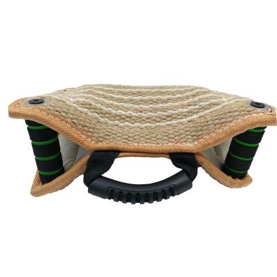 China Stocked Dog Forming Crude Hemp Floating Bite Pillow with Handle Hemp Triangle Bite Target Dog Crude Bite Pillow for sale