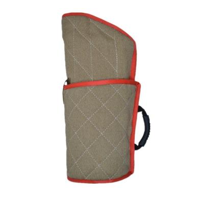 China Stocked Dog Forming Raw Edge Red Twill Jute Bite Sleeve for sale