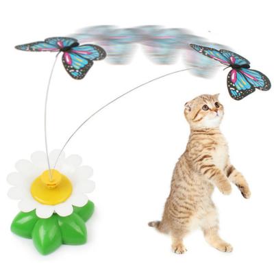 China Viable Toy Hot Style Pet Cat Training Electric Automatic Cat Toy With Butterfly Flight Cat Tray Interactive Pet Toy for sale