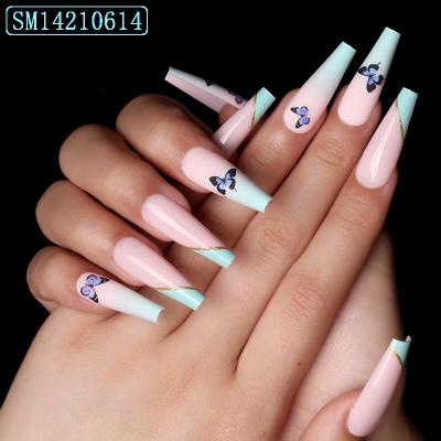 China Ballerina Coffin Private Label Box Packaging Long Press On Nails Press On Nails Wholesale Long Press On Nails Custom Luxury Artificial Fake Nails Art for sale