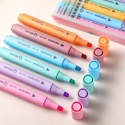 China Promotional Markers & 6Pcs/set Fluorescent Highlighter Bar Pen Kawaii Colorful Marker Pen Promotional Gift For Student Stationery School Office Supplies for sale