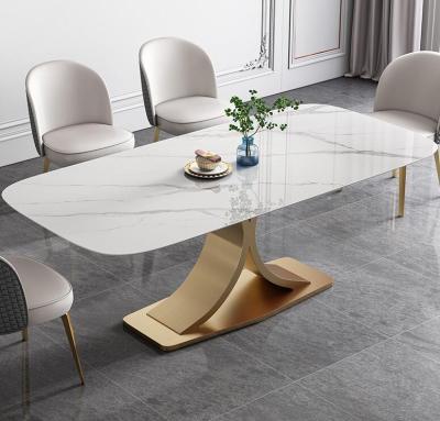 China Good quality modern marble dining table top designs for dining room for sale