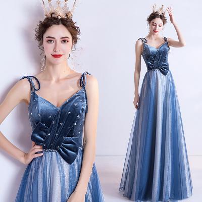 China Breathable Elegant And Charming Party Dress Evening Ties Long Split Chiffon Piece Dress Even Long for sale