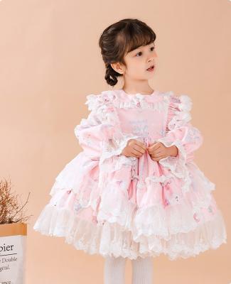 China Baby Kids Sweet Pink Flower Applique Tutu Dress for sale