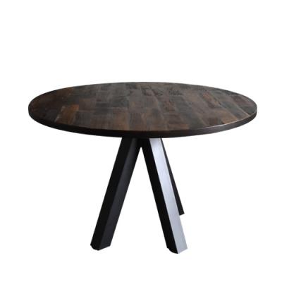 China Modern Circle Veneered Recycle Old Elm Wood Slab Table Top For Restaurant Dining Cafe for sale