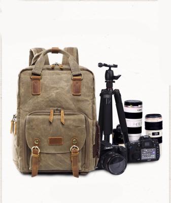 China Professional Camera Stroage Waxed Canvas Camera Bag Backpack for sale