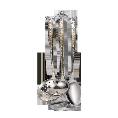 China Viable all kinds of mirror polished stainless steel kitchenware 7 sets of kitchen accessories gold plated tools. for sale