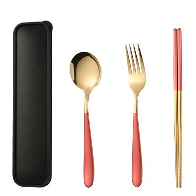 China Sustainable portable travel dinnerware, forks, spoons, chopsticks, travel cutlery set with case for sale