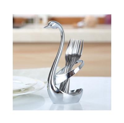 China Viable Swan Shape Zinc Alloy Spoon Holder Fork Flatware Elegant Keepsake Gift For Wedding for sale