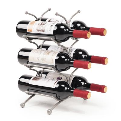 China Sustainable High Quality Metal Table Top Wine Bottle Display Rack High End Wine Storage Rack for sale