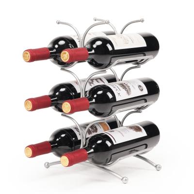 China Sustainable High Quality Countertop Free Standing Metal Wine Rack for sale