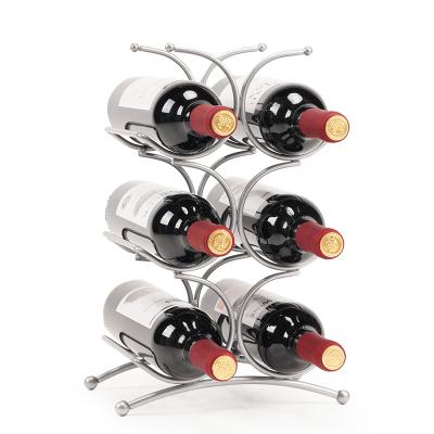 China Hot Sale Sustainable Style Modern Countertop Free Standing Metal Wine Rack for sale