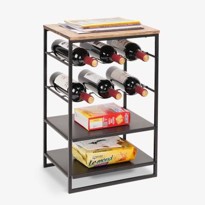 China Home Viable Freestanding Bar Wooden Metal Wine Rack Wine Rack Decorative Rack Display for sale