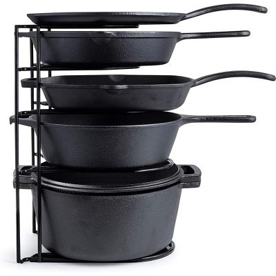 China Durable Durable Steel Const 5 Tier Heavy Duty Pan Organizer Rack Black Iron for sale