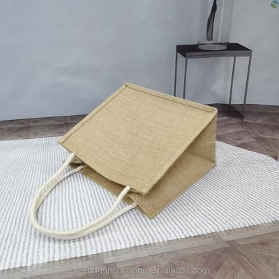 China Eco-Friendly Reusable Jute Wine Carrier Tote Bag Linen Large Inside Pockets Cotton With Padded Handles Around The Bottom for sale