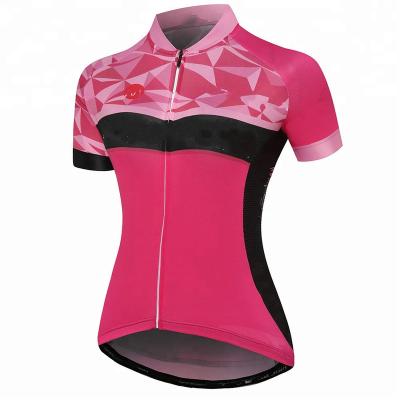 China OEM Breathable Custom Sublimation Printing Women's Rosy Cycling Jersey Shirts Short Sleeve Bicycle Cycling Tank Top for sale