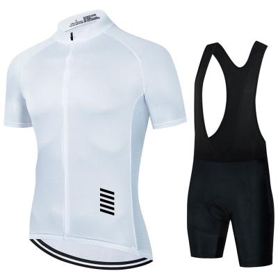 China Breathable Mens Jersey Bike Cycling Clothing Set Full Zipper Breathable Quick Dry Shirt + Cycling Bibs With 20D Padded for sale