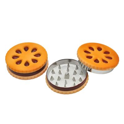 China 2 Pieces Herb Grinder Biscuits Burgers Herb Grinder Smoking Accessories Zinc Alloy Plastic Zinc Alloy Herb Grinder for sale