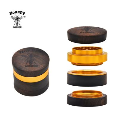 China Tobacco HORNET Premium Rosewood Handmade Grinding Herb Grinder Tobacco 60mm 4 Layers Aluminum Diamond Teeth Sharp Grinder Smoking Weed Herbal for sale