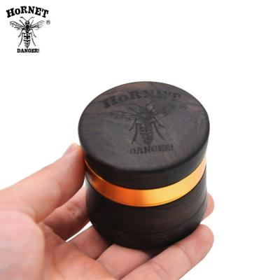 China Manual Tobacco Grinding Herb Grinder Premium Tobacco HORNET Rosewood 60mm 4 Layers Aluminum Sharp Diamond Teeth Smoking Herbal Grinder 3 for sale