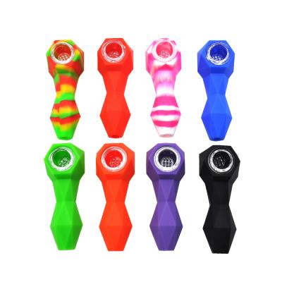 China For Tobacco Hot Selling Best Geometric Shape Smoking Silicone Smoking Herb Pipe 107MM Glass Bowl for sale