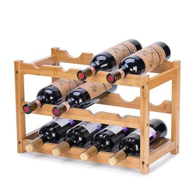 China Other New Design 3 Tier Wine Storage Rack Kitchen Bar Bamboo Wine Bottle Rack for sale