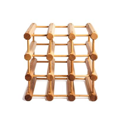 China Other Custom 12 Compartments Wine Display Rack Free Standing Wooden Wine Rack for sale