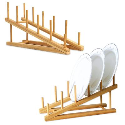 China Viable Custom Bamboo Dish Rack Pot Lid Holder Rack Buffet Organizer Dish Rack Drying for sale