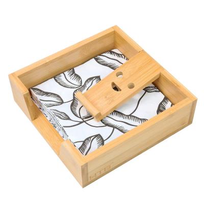 China Custom Country Napkin Dispenser Kitchen Countertops Bamboo Napkin Holders Restaurant for sale