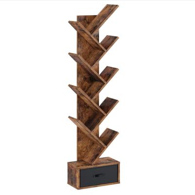 China Hot Selling 8 Bedroom Adjustable Rustic Brown Home Office Storage Rack Wooden Shelf (Other) for sale