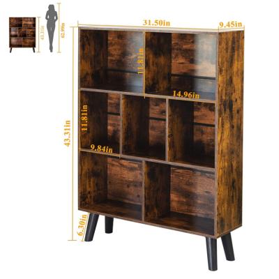 China (Other) 3 Tier Vintage Adjustable Custom Wooden Brown Standing Open Shelf Desktop Display Bookcases for sale