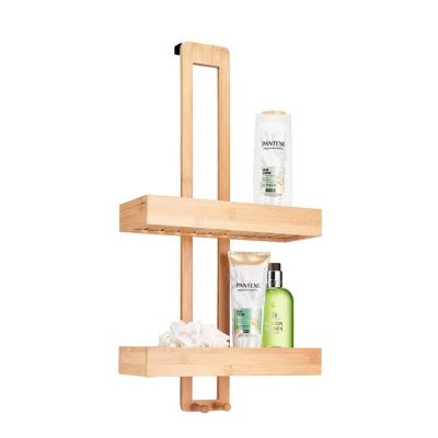 China Sustainable Rustic Bamboo Shower Caddy Adequate Storage Over Door Shower Rack Hanging for sale