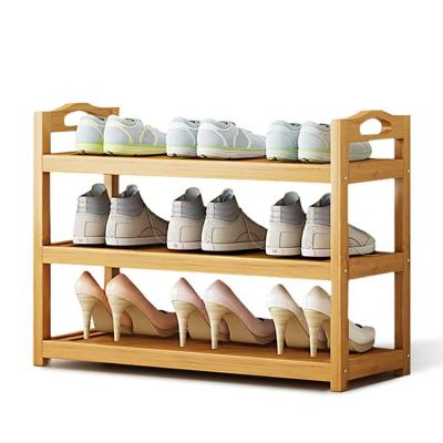 China Free Standing Portable Door Shoe Rack 3 Tier Shoes Expandable Bamboo Organizer Storage for sale