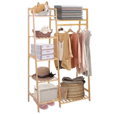 China Modern Hot Sale Minimalism 7 Tier Storage Shelves Heavy Duty Bamboo Clothes Drying Rack for sale