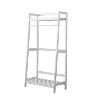 China Modern Hot Sale Bedroom Clothes Rack Modern White Solid Wood Floorstanding Garment Rack for sale