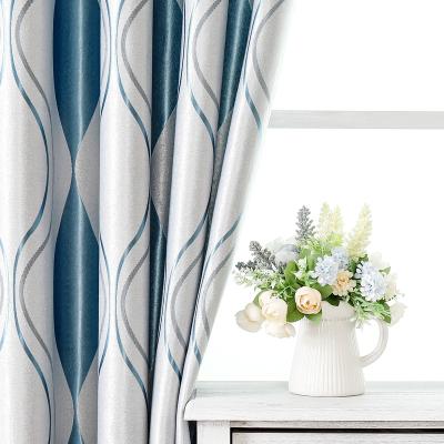 China Blackout Factory Supply Wholesales Soft-touching Solid Blue Blackout Jacquard Curtain Fabric for sale