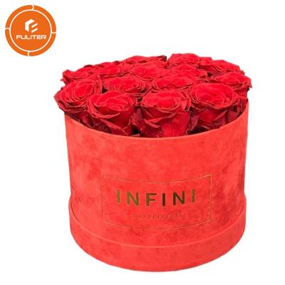 China Handmade Luxury Pink Suede Flower Box Gift Box Flower Heart Shape Velvet Flower Box for sale