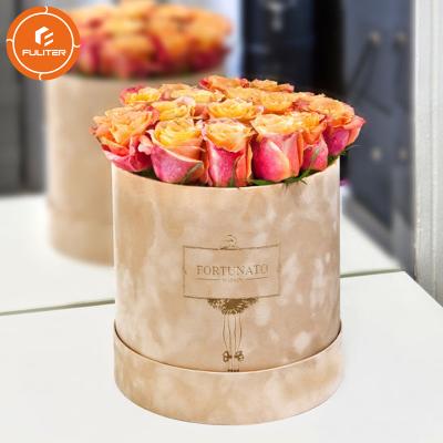 China Handmade Custom Round Rose Boxes Velvet Decoration Flower Arrangements Box Gift Packaging Box for sale