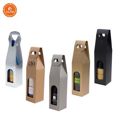 China Recycled Materials Color Printed Red Wine Box 1/2/3 Bottle Packaging Gift Carry Beer Box Cardboard Wine Paper Box for sale